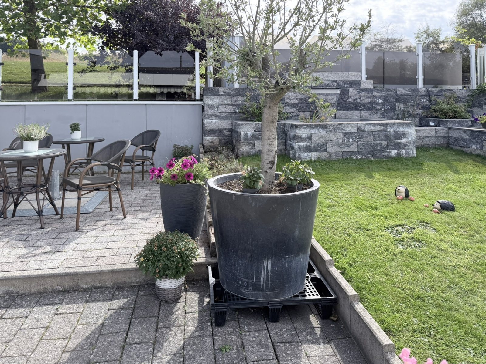 Terrasse mit Blumen